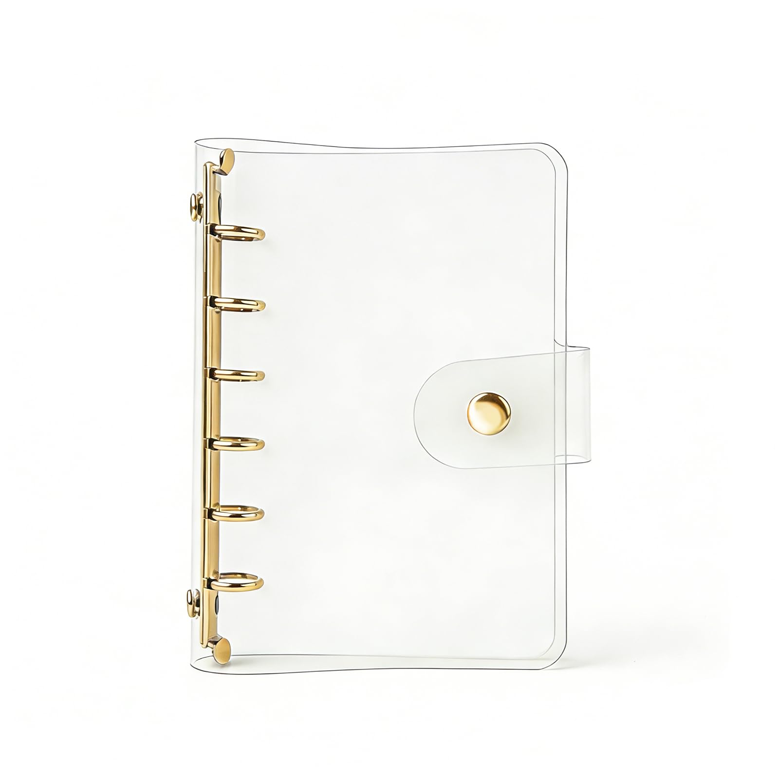 NatSumeBasics Clear A7 Binder Wallet Gold 6-Ring 3" x 5" Mini Cash Envelopes Folders Soft Notebook Shell Protector Binding Accessories Supplies (Gold A7 Binder)