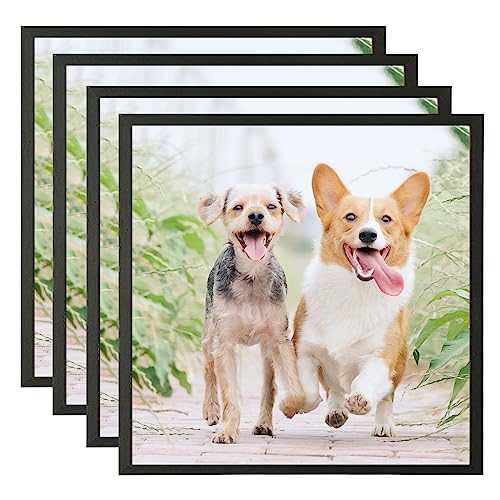 30x30cm Wood Photo Frame,4 Pack Black Picture Frame,Certificate Frame for Wall Mount or Table Top Display,Set of 4