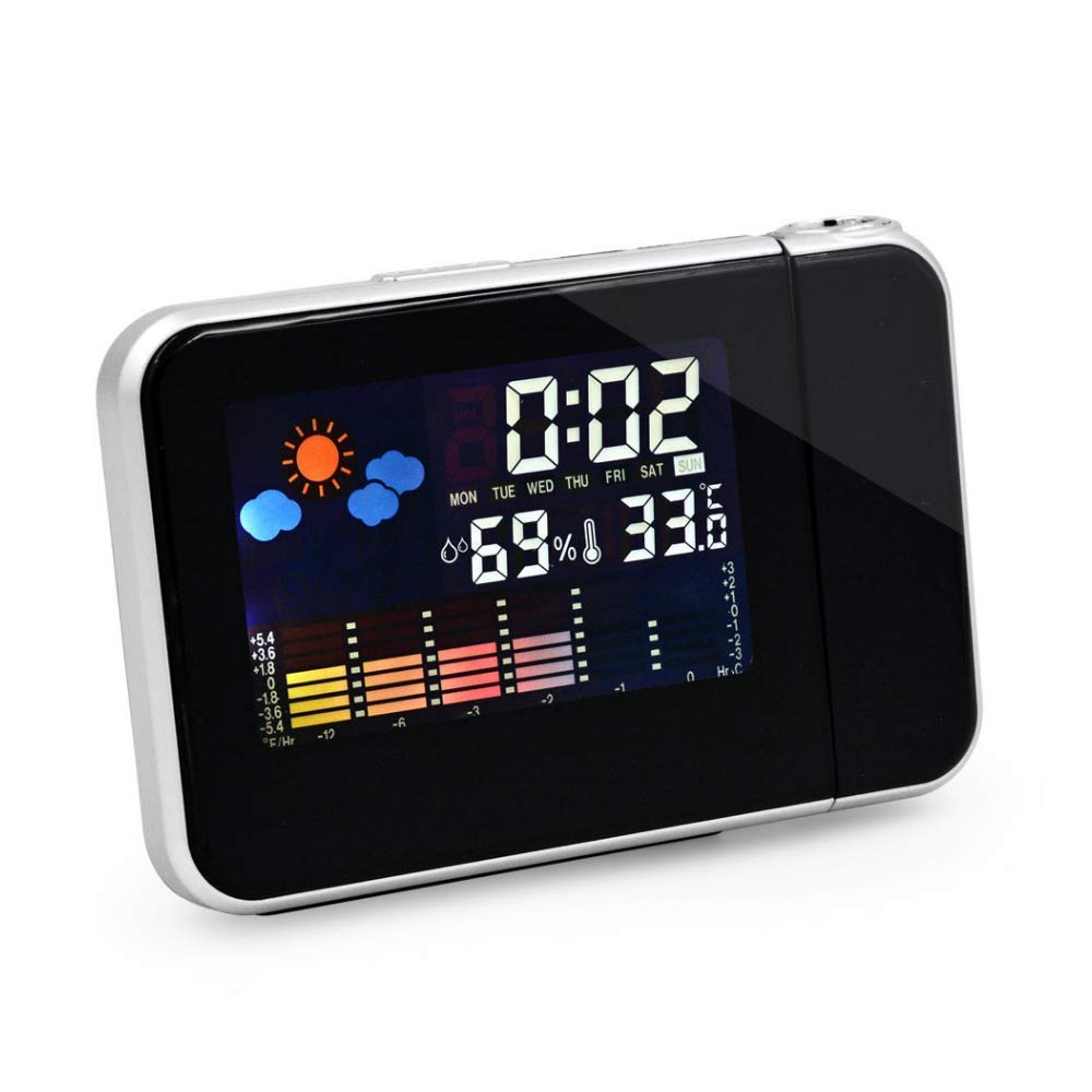 Buy Weather Station Colourful Projection Alarm Clock Snooze Functions