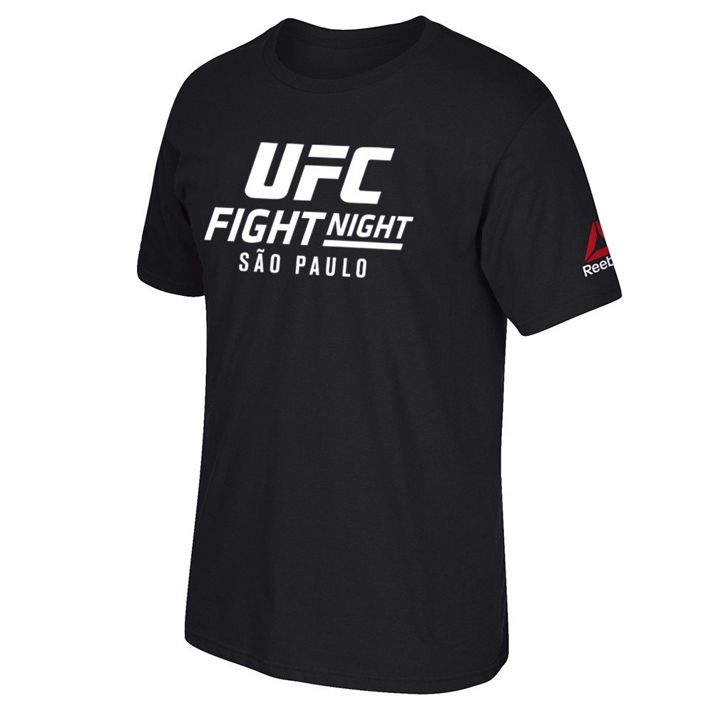 Reebok UFC Black Fight Night @ Brazil Sao Paulo Event Graphic Print T-Shirt for Men (S)