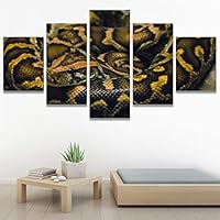 SIGNWIN 5 Panel Canvas Wall Art Modern Art Chic Expressive Frog Multicolor Photography Reptiles Snakes for Home Decorations Ready to Hang - 60
