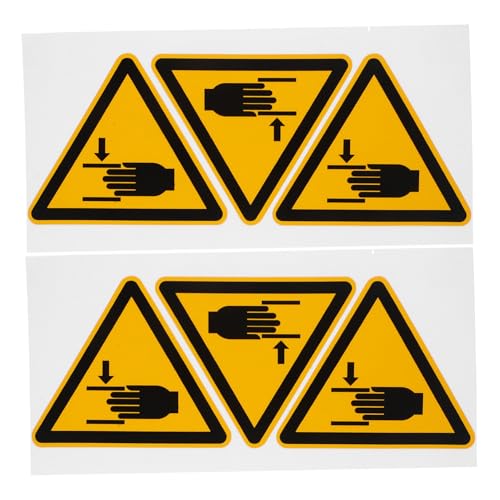 Unomor Prevent Pinch Accidents 6 Pack Warning Label Stickers Adhesive Safety Warning Signs Caution Sticker for Machinery Office