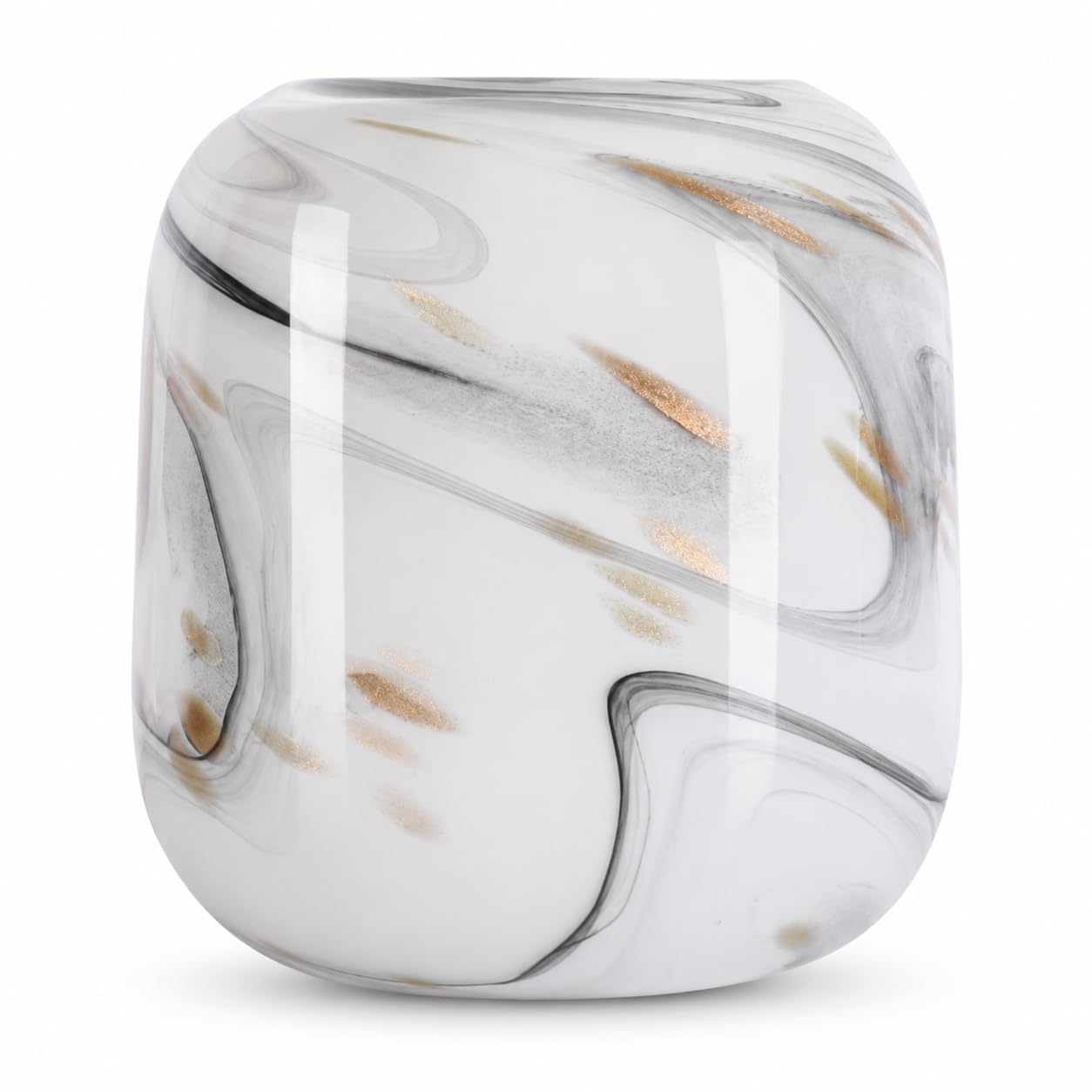 Vase en verre noir et blanc taille S pour décoration de table basse