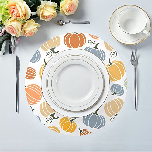 Thanksgiving Day Placemats Thanksgiving Autumn Pumpkin Round Placemats Set Of 6 For Kitchen Table Washable Kitchen Table Mats Place Mats #TOP3