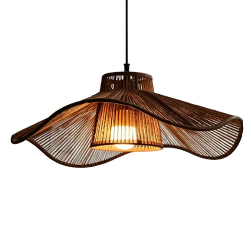 LQZCXMF Hemp Rope Ceiling Hanging Light Handmade Lamp Shade 60cm Large Vintage Fixtures Dining Room/Living Room Modern Chandelier E26 Socket for Restaurant Cafe Teahouse Bar Dining Room