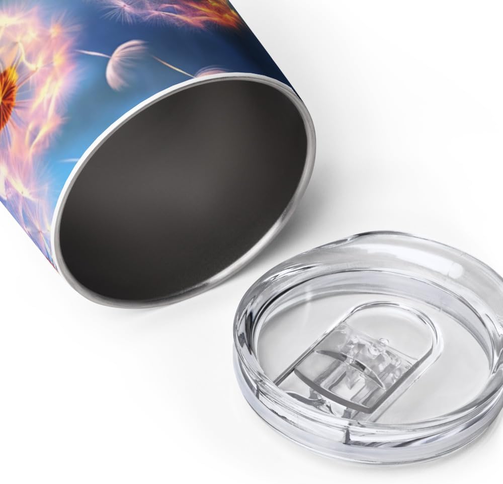 Rainbow Flowers Technicolor Dandelions Wine Tumbler (White / 12 oz)