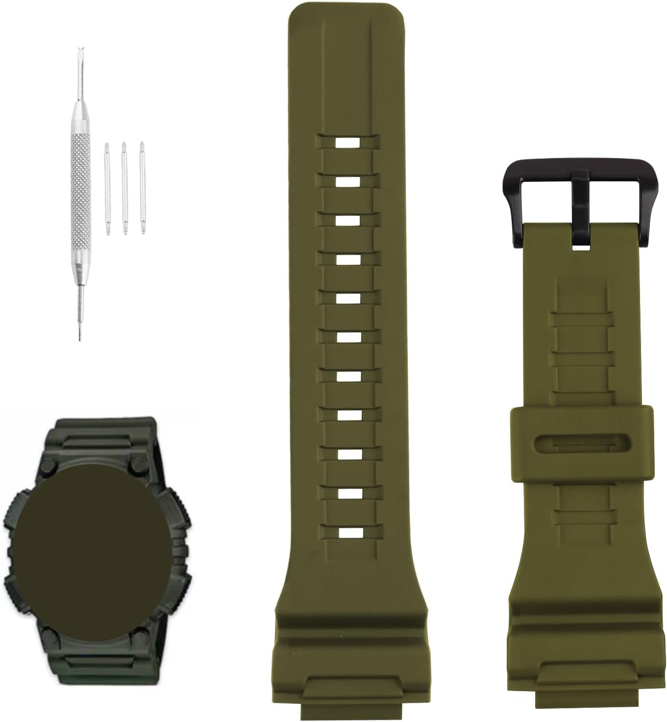 XIW Compatible for 10410723 Casio GShock AQ-S810 S810W S800W SGW-300H 400H 500H W-S200H 800H 216H 735H AE-1000W 1200 1300 Resin Watch Band Replacement for men Wirstband Strap women Bracelet