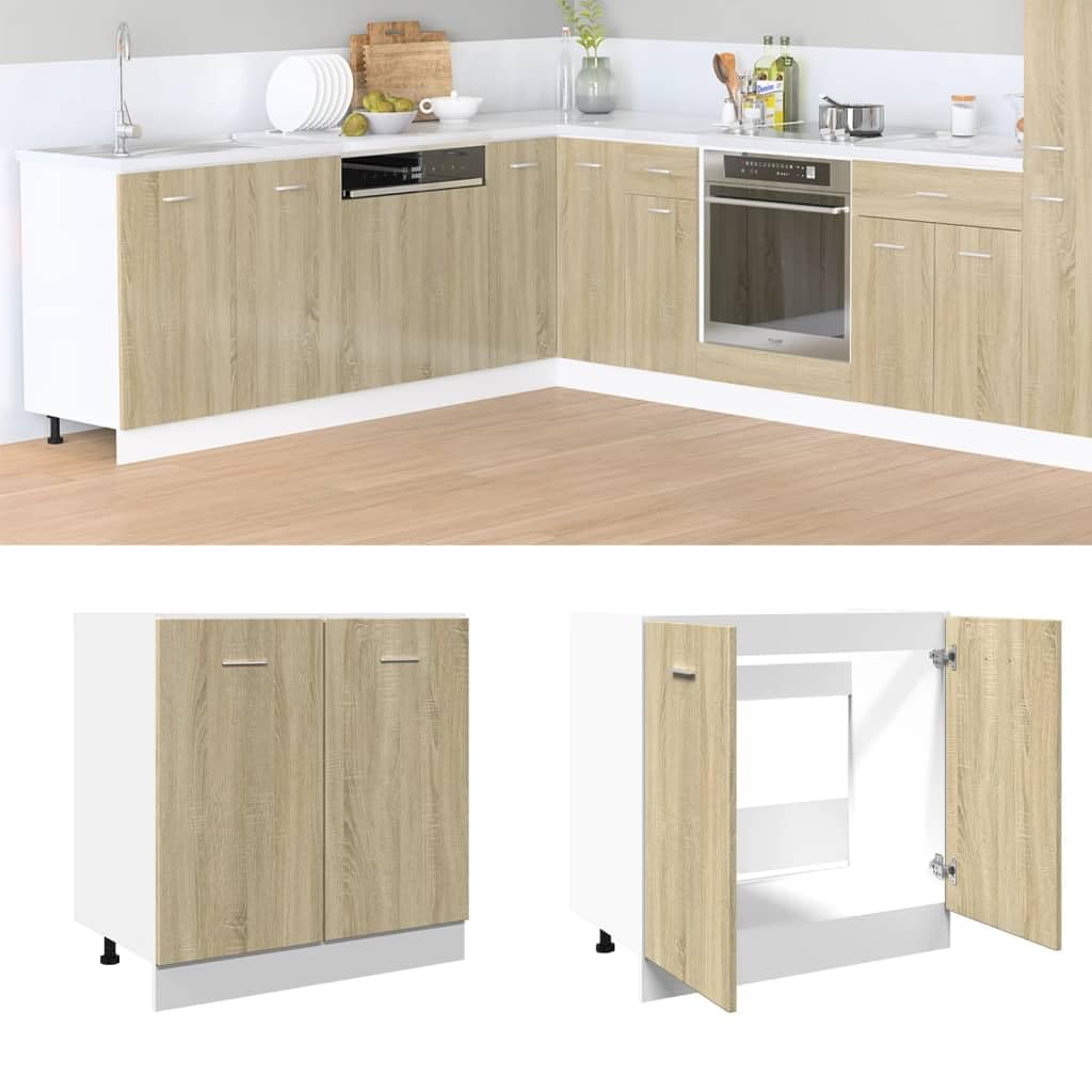 vidaXL Unterschrank Lyon Sonoma-Eiche 80x46x81,5 cm Holzwerkstoff,Küchenschrank, Gastronomieschrank, Gastro Möbel, Küchenmöbel, Aufbewahrungsschrank