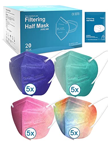 Tayogo Mascarillas FFP2 Colores NR 20 uds, Respirador Mascarilla Homologadas CE, 5 Capas, Alta Filtración, Desechable de Proteccion Personal, Envase Individual, Filtración ≥ 95% para Adultos Cover