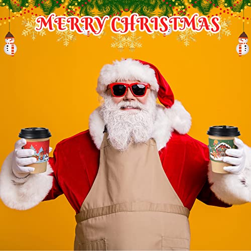 image for Funrous 60 Pack Christmas Coffee Cup Sleeves Disposable Corrugated Hol