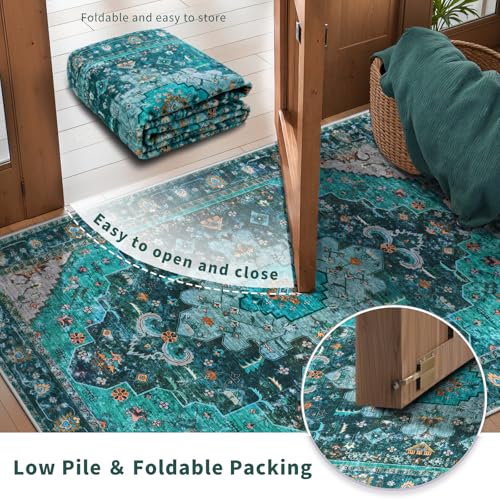 Ciicool Large 8ft Round Boho Area Rug,Washable Bedroom Non-Slip Oriental Throw Rugs,Low-Pile Floor Carpet for Dining Room Living Room Kitchen Bedside by Ciicool - Image 6
