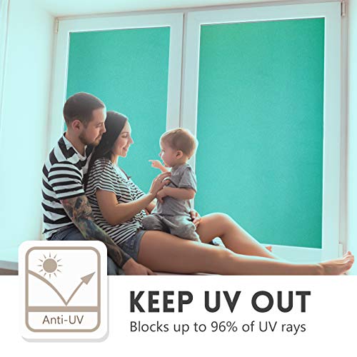 Kespen Frosted Window Privacy Film Heat Control Uv Sun Blocking Glass Stickers Static Cling Non Adhesive Door Coverings Decals For Bathroom Home Office, Green, 17.5 Inch X 6.5 Feet #TOP4