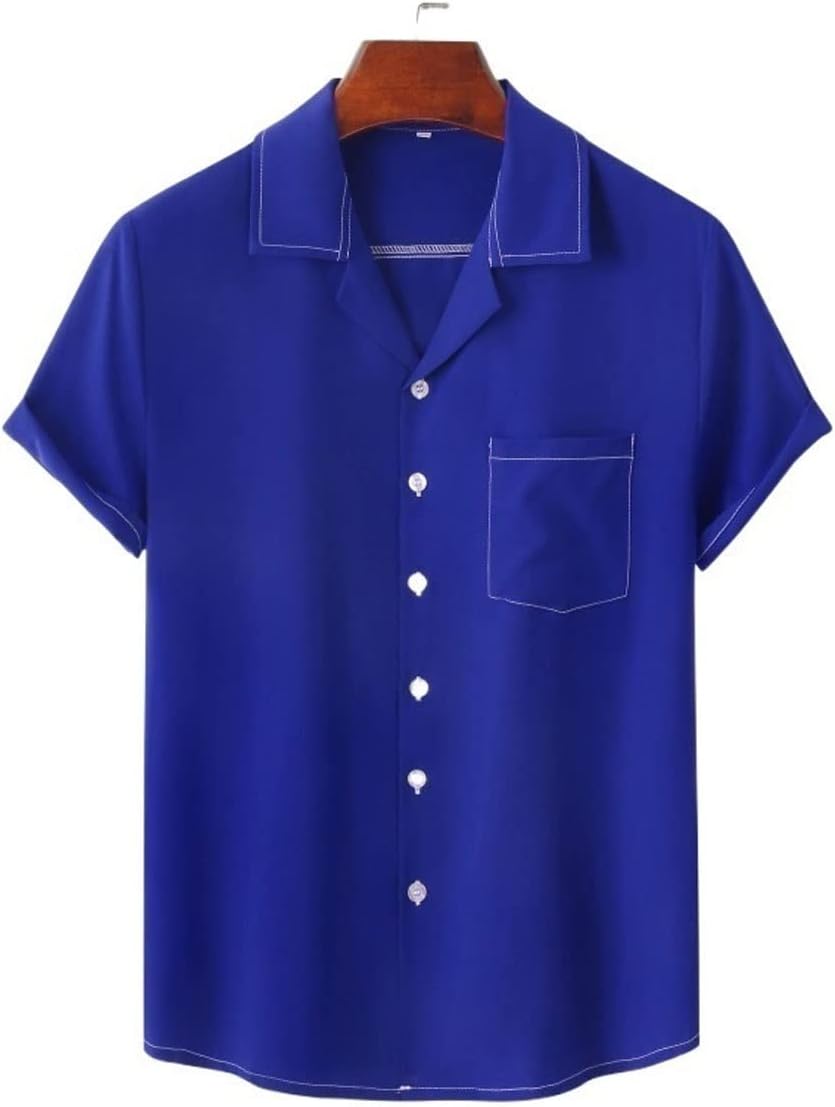 TRIONNTRIONN Mens Compression Shirt, Men Clothing Summer Shirts For Men Tops Casual Lapel Short Sleeved Shirt Shirt (Size : L)