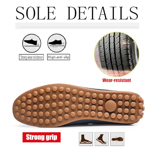 Men's Leather Penny Loafers Casual Breathable Round Toe Lightweight Soft Flat Slip On Moccasins Loafers for Daily Driving Walking Shoes4