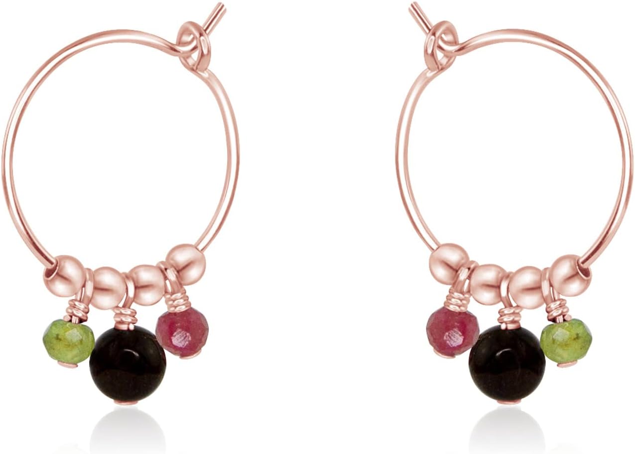 Luna Tide Tourmaline Hoop Earrings in 14k Rose Gold Fill