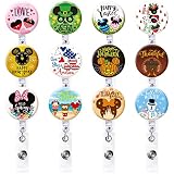 Eartim 12PCS Holiday Nurse Badge Reel Retractable Cartoon Mouse Seasonal Holiday Badge Reel Holder w
