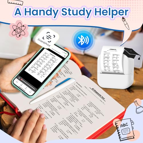 Omezizy Sticker Printer, M02X Mini Thermal Sticker Maker Machine, Inkless Pocket Printer for for Gifts, Study Notes, Photos, DIY Creation, Compatible with iOS & Android, with 3 Rolls of Consumables - Image 4