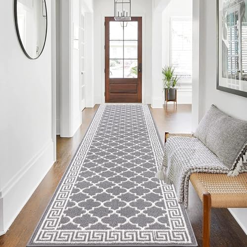 Pauwer Hallway Runner Rug 2'8"x10', Washable Non Slip Kitchen Rugs, Grey