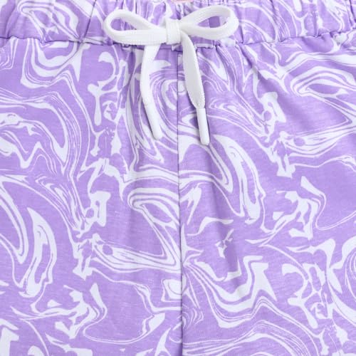 Image of Hopscotch Girls Cotton Short Set In Lilac Color