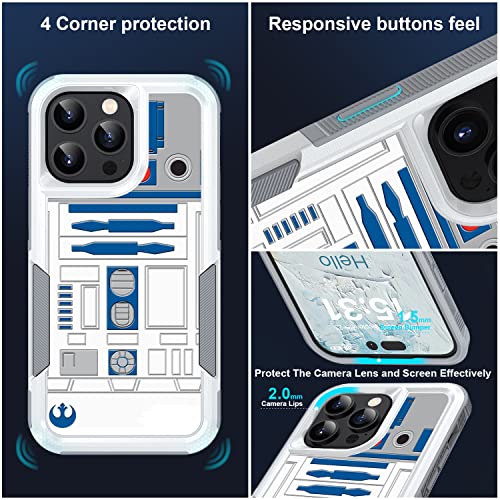 Case For Iphone 14 Pro Max, R2D2 Astromech Droid Robot Pattern Shock-Absorption Hard Pc And Inner Silicone Hybrid Dual Layer Armor Defender Case For Apple Iphone 14 Pro Max #TOP4