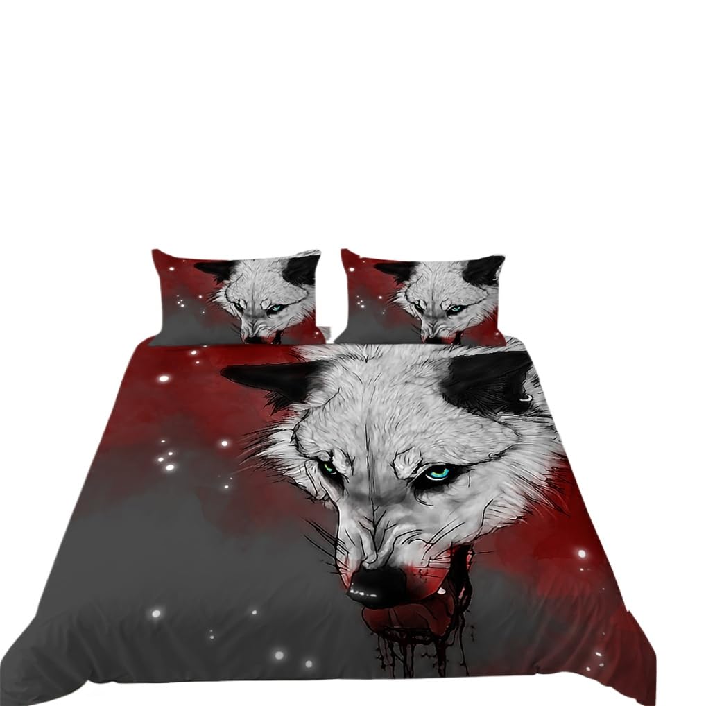 Parure de lit loup anti-décoloration en microfibre douce pour lit king size 240x260