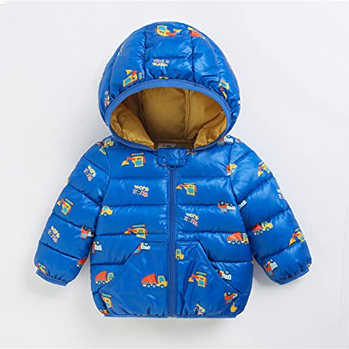 ASDFK Donsjack voor kinderen van 0,5 tot 5 jaar oude jongens meisjes cartoon truck print capuchon winter fleece warme… - Image 3