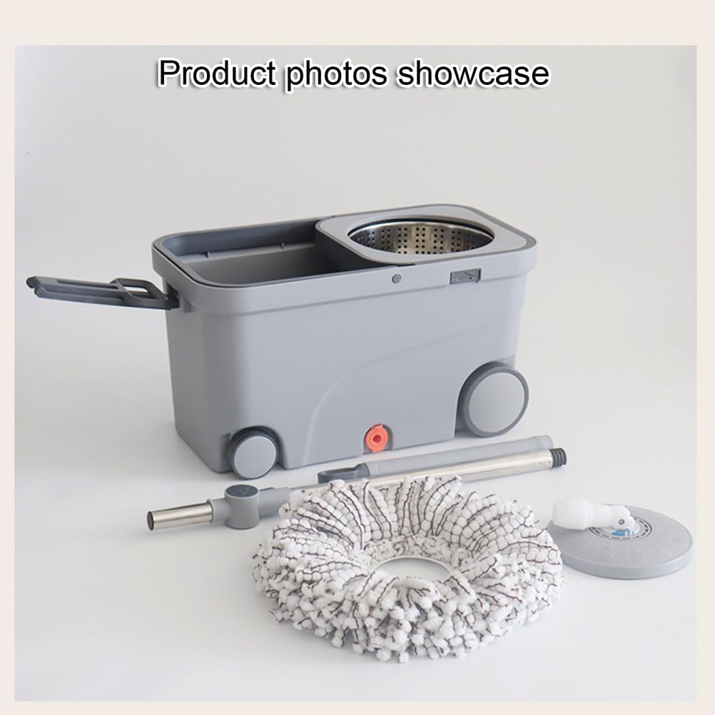 Stainless Steel Dry Floor Cleaning Water Swivel 360 Spin Mops Microfiber Self-Wringer 8Mopheads Spin Bucket Set