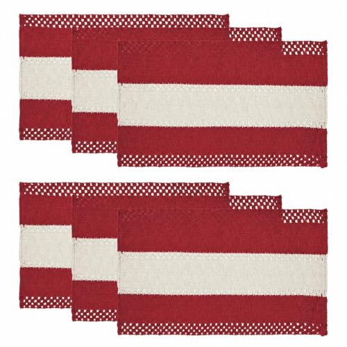 Artoid Mode Rose Red Rustic Farmhouse Placemats Set of 6-12x18 Inch