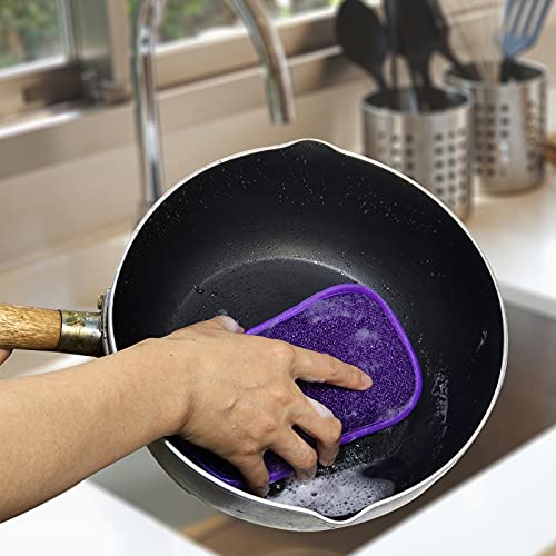 Kitchen Dish Sponge Scrubber Non Scratch, Dishcloth No Odor Reusable Washable Multipurpose Scrub Pads Sponges Heavy Duty for Dawn Dish Soap Cleaning of Sink Pans - Thumbnail 5