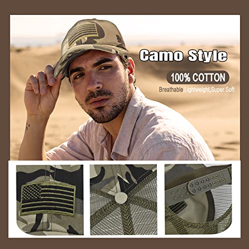 Independence Day Hat For Aldult, Embroidery Usa Flag Camo American Patriotic Flag Hat For Men Women, 4Th Of July Adjustable Cotton Camouflage Distressed Baseball Cap Trucker Hat #TOP2