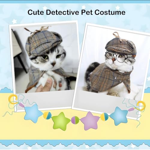 Disfraz detective para perro pequeño con capa y sombrero miniatura 3