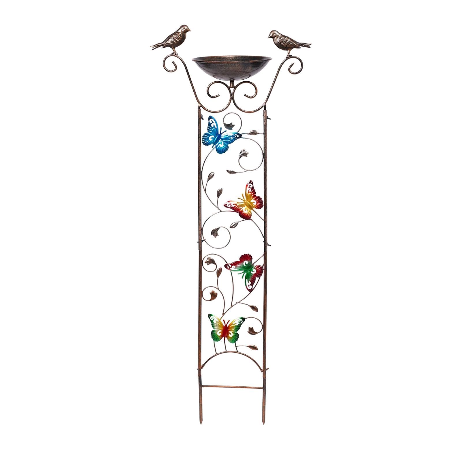 Bain d'oiseaux de jardin en métal forgé, station de nourrissage et support de plantes