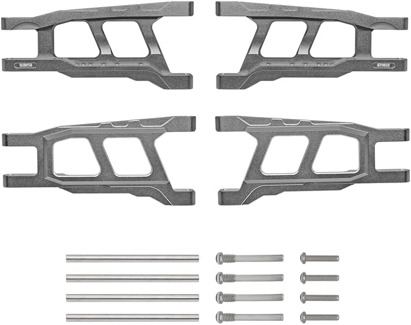 Aluminum Suspension A Arms for 1/10 Traxxas Rustler Slash Stampede Hoss 4WD 4x4 Upgrade Parts Replacement of Part 3655 (Titanium)