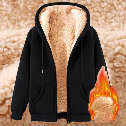 Sherpa Lined Jacket Women Casual Warm Full Zip Up Hoodie Fall Winter Coat - image 2