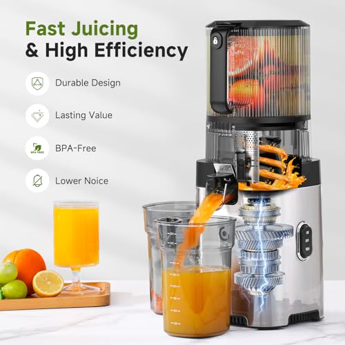 Image of AMZCHEF 3-in-1 Cold Press Juicer, 6.5 inch Wide Feed Chute Slow Masticating Juicer Extractor for Whole Fruits & Vegetables, High Juice Yield, Quiet Motor, Easy Clean for Plant-Based Diet