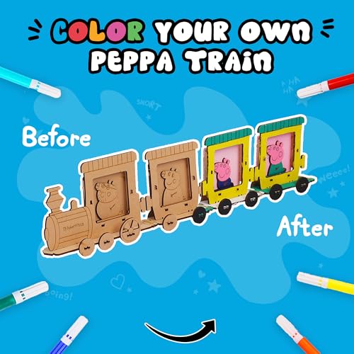 Image of Peppa Pig DIY Mini Train Photo Frame | Learn About Trains | Create, Color & Build Train | STEM Educational Toy for Kids Age 3,4,5,6 Years | Science & Learning Toy