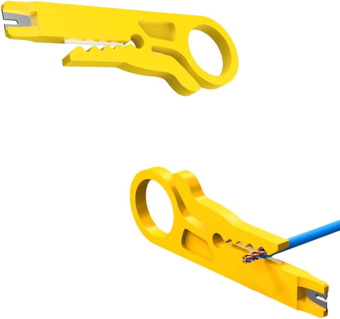 Mini Network Wire Stripper, Punch Down Cutter for CAT‑5,CAT‑5e and CAT‑6 RJ45 Cables, Telephone Cable and Computer UTP Cable,High Quality Steel Blade, Wire Stripper Crimper Pliers