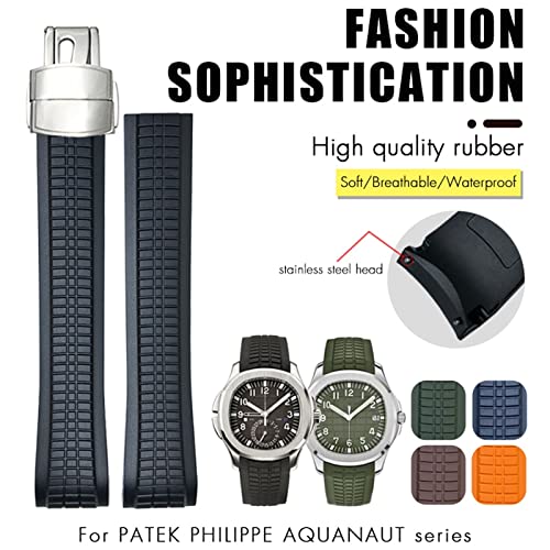 Bracelet montre 21mm d'excellente finition en caoutchouc véritable galbé