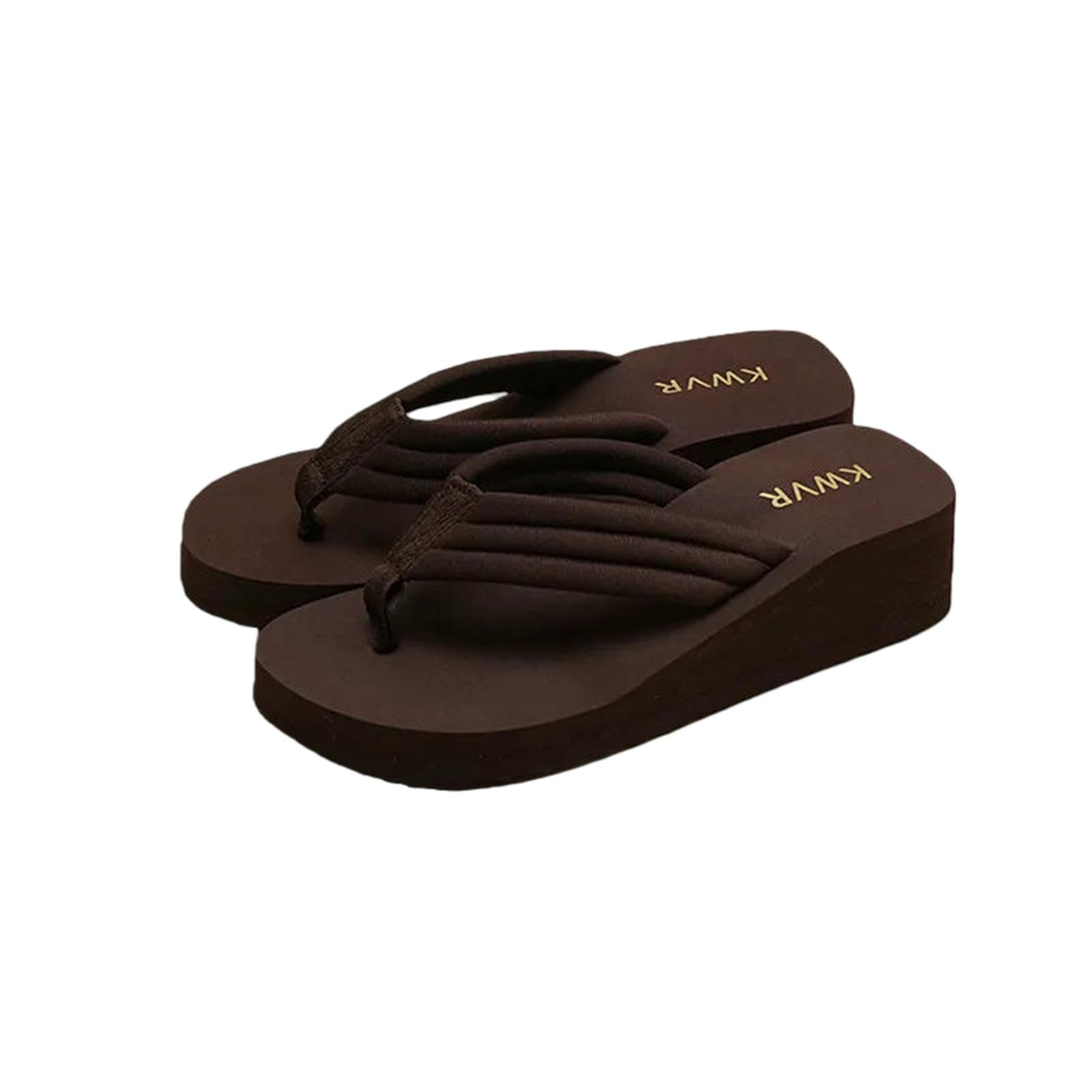 Gyios Flip Flops Men Sponge Cake Thick Sole Summer Women's Versatile Conch Anti-slip Sandals Beach Shoes-brown-39
