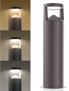 OSTEK 24W 3CCT LED Bollard Light 3120LM - IP65 Waterproof Outdoor Pathway Post Lamp, UL/DLC Listed, 120-277V Hardwired, 5-Year Warranty