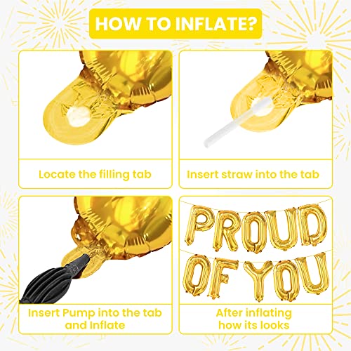 Image of Gold Proud of You Balloons - 16 Inch, Mylar Foil Balloon Banner For Graduation Party Decorations, We Are So Proud Of You Balloon Banner For Graduation Decorations 2026, Graduation Party Decor, KatchOn