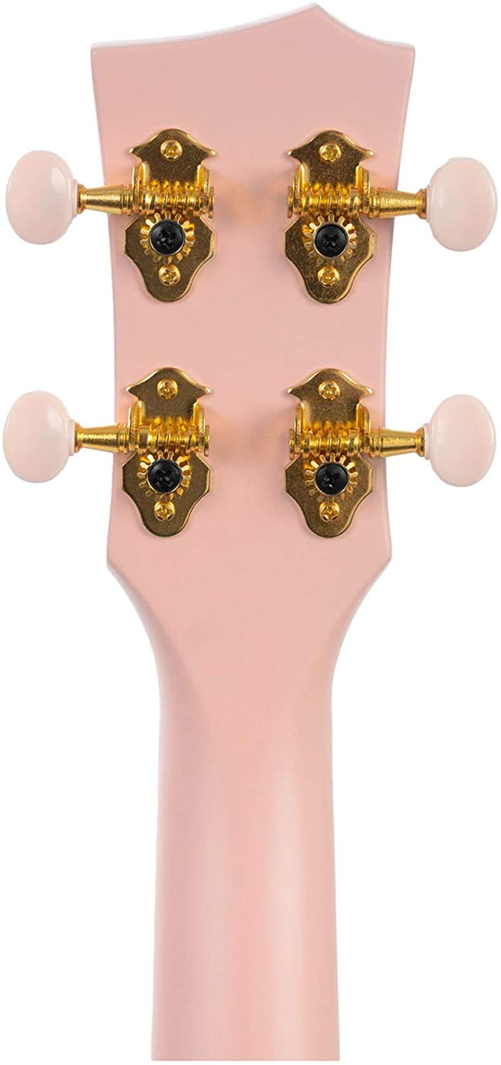 CASCHA Zestaw ukulele koncertowe z włókna węglowego I Carbon Ukulele Starter Kit z 3 kostkami i paskiem I zestaw ukulele z fluorowęglowego I mała gitara hawajska dla początkujących zaawansowanych I różowy / różowy