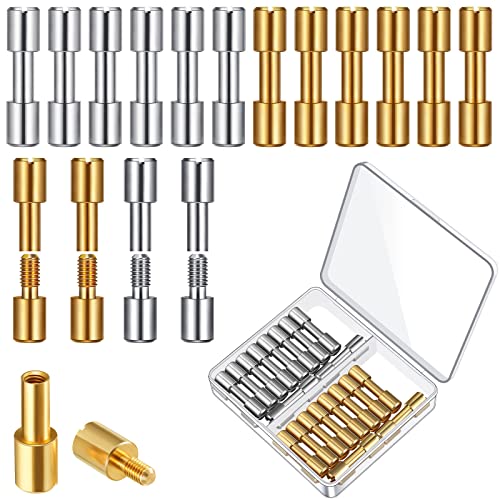 10 Sets Brass Bracket Bolt Fasteners with 10 Sets Stainless Steel Bracket Bolt Fasteners Tactical Lock Rivets Knife Making Supplies Knife Handle Pins Knife Screws for Knife Handles, Head Diameter 6 mm