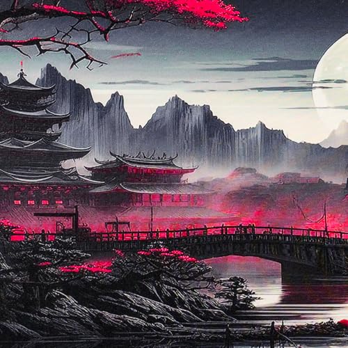 Niviy XXL Gaming Mauspad 900 x 400mm Japan Malerei Mousepad,Überdimensionales Schreibtischunterlage mit Nähten an den Rändern rutschfeste Tischunterlage Gaming,Mauspad für PC,Maus und Tastatur