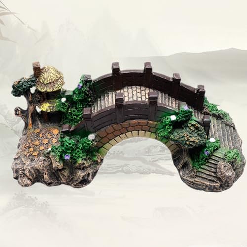 Image of Resin Arch Bridge Aquarium Ornament - Miniature Garden Decor for Fish Tank, Terrarium & Fairy Garden, Durable Artificial Bridge Model for Indoor /Outdoor Landscape Accessories