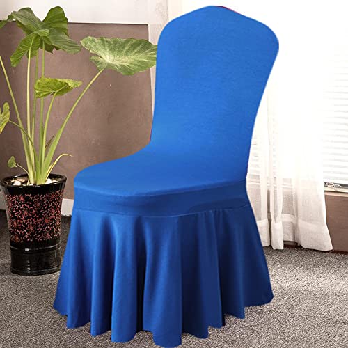 Gawekiqe Royal Blue Parsons Spandex Chair Covers Set Of 6 Dining Room Chair Covers With Skirt Super Fit Stretch Chair Seat Protector Cover For Wedding Banquet Hotel Ceremony #TOP2