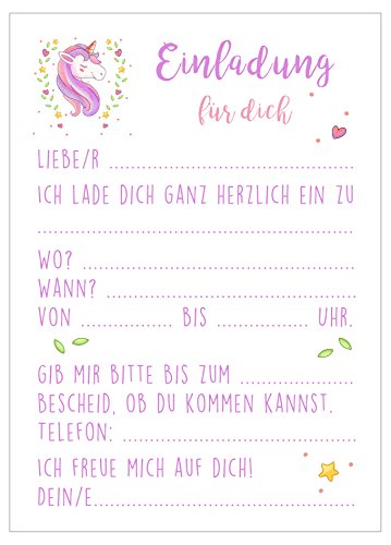Edition Seidel Set van 12 uitnodigingskaarten uitnodigingen kinderverjaardag party meisje met schattige eenhoorn in roze… - Image 5