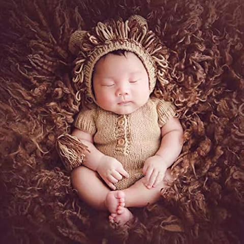 Baby Photography Crochet Knit Costume Animal Cute Soft Lion Infant Photo Props Outfit Suitable for Boys Girls Newborn Baby Cover