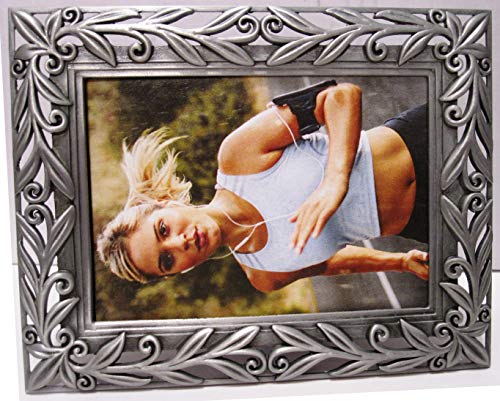 Exp 2.5 X 3.5 Pewter With Leaves Leaf Design Picture Photo Frame #TOP2