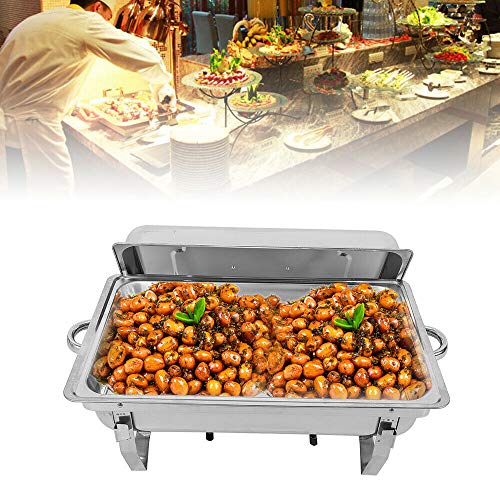 Edelstahl Buffetwärmer Chafing Dish Speisenwärmer Warmhaltebehälter Buffet Set Wärmer Essen Frisch und Lecker Halten Profi Speisewärmer, Wärmebehälter,Speisenwärmer, für Catering, Party,9 L – Bild 5